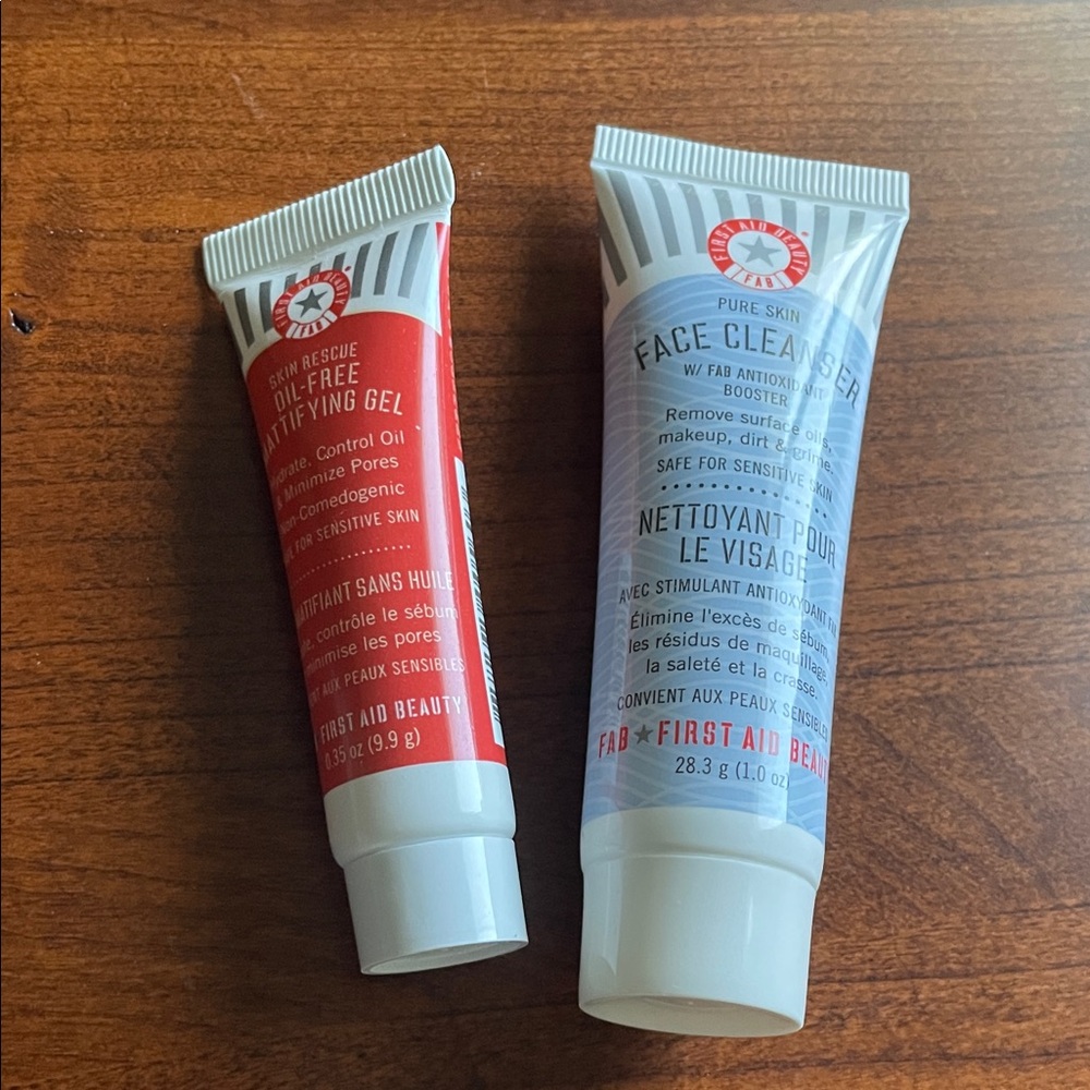 First Aid Beauty Skincare Set Mattifying Gel and Face Cleanser Travel Size